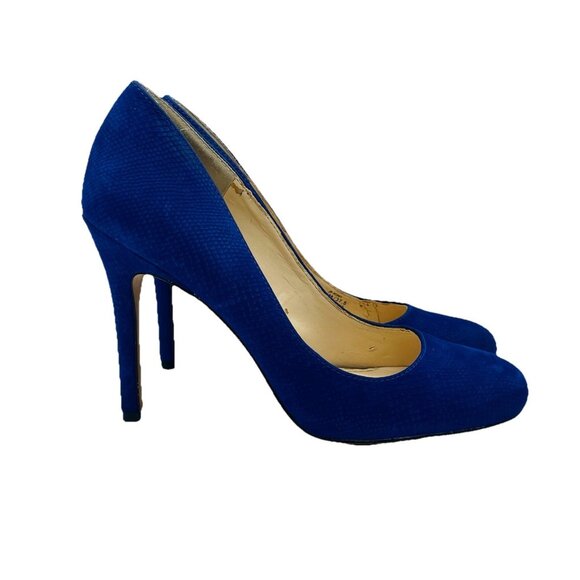 Jessica Simpson Heels Womens Size 7.5 M Blue Rony Leather Heel Stiletto Slip On - Picture 1 of 12